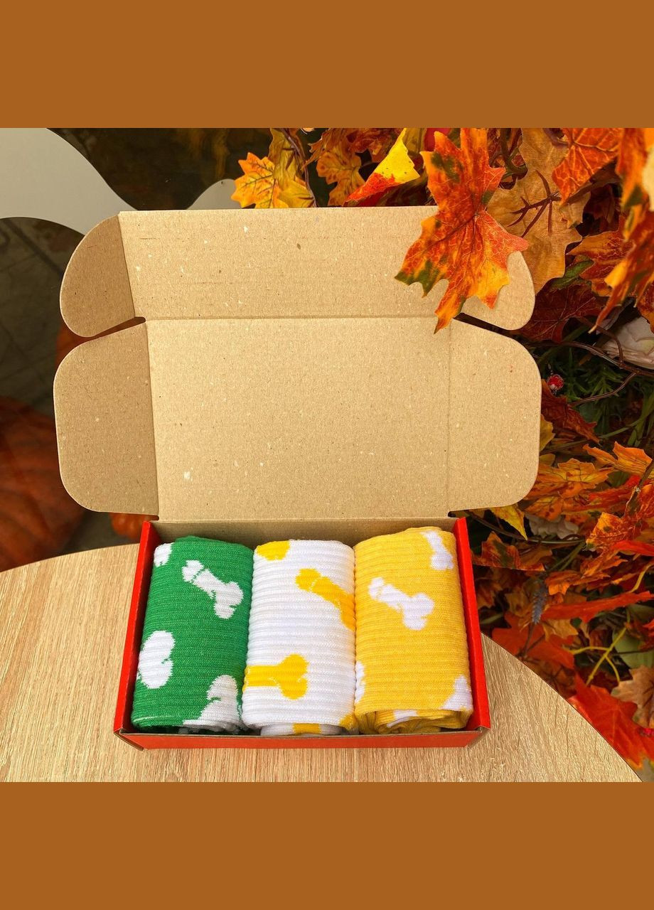 Комбіновані next slide бокс жіночих високих шкарпеток 36-41 на 3 пари з малюнком цюцюрок Vakko (307715003)