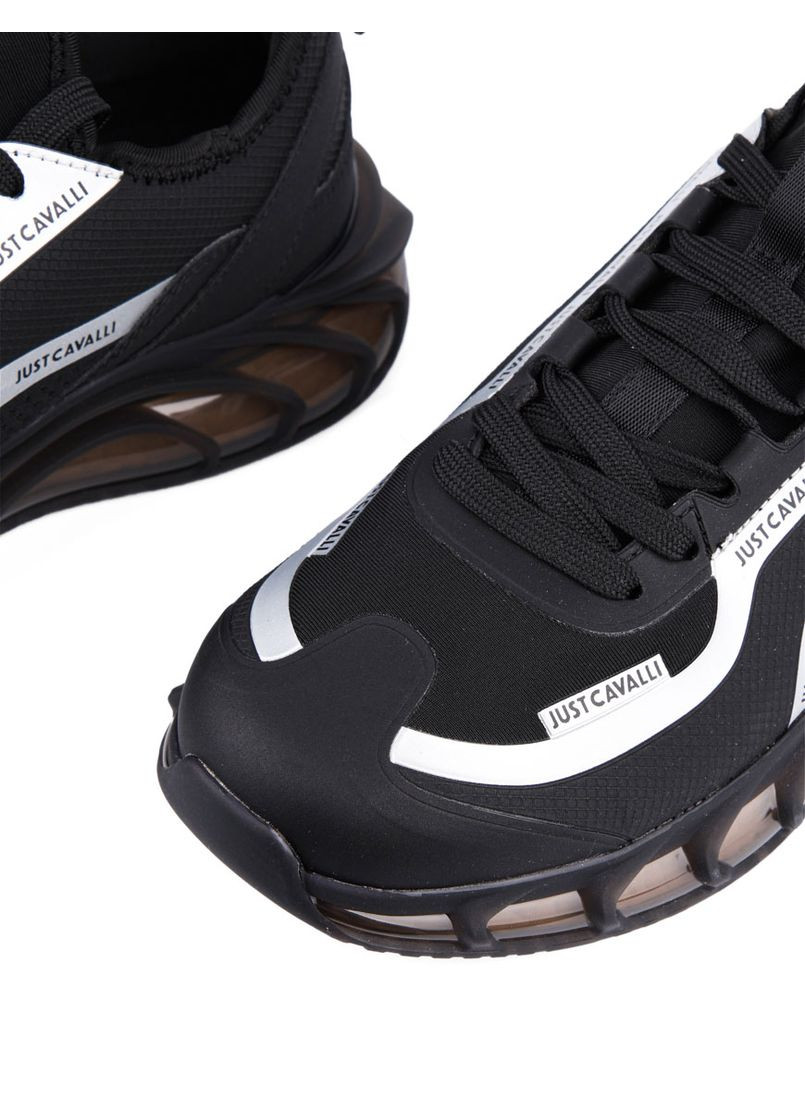 Черные всесезонные мужские кроссовки 76qa3sq1 черный экокожа Just Cavalli