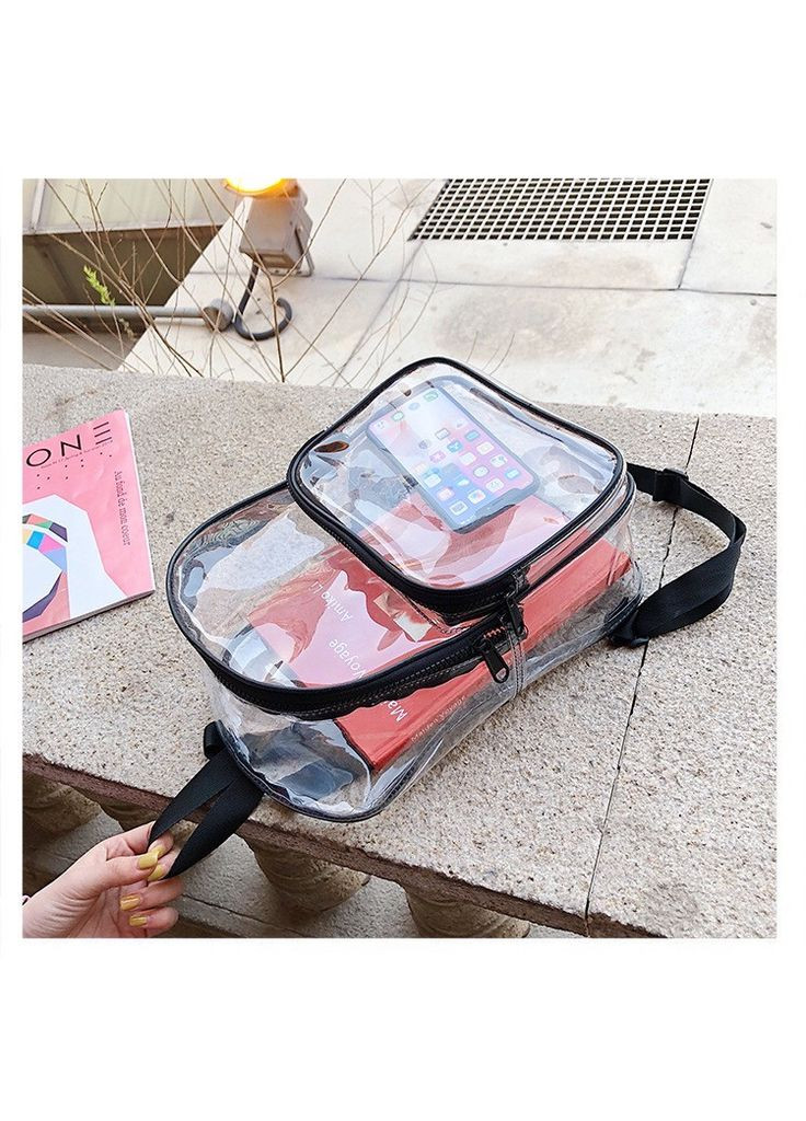 Рюкзак жіночий прозорий з чорними краями No Brand (306709593)