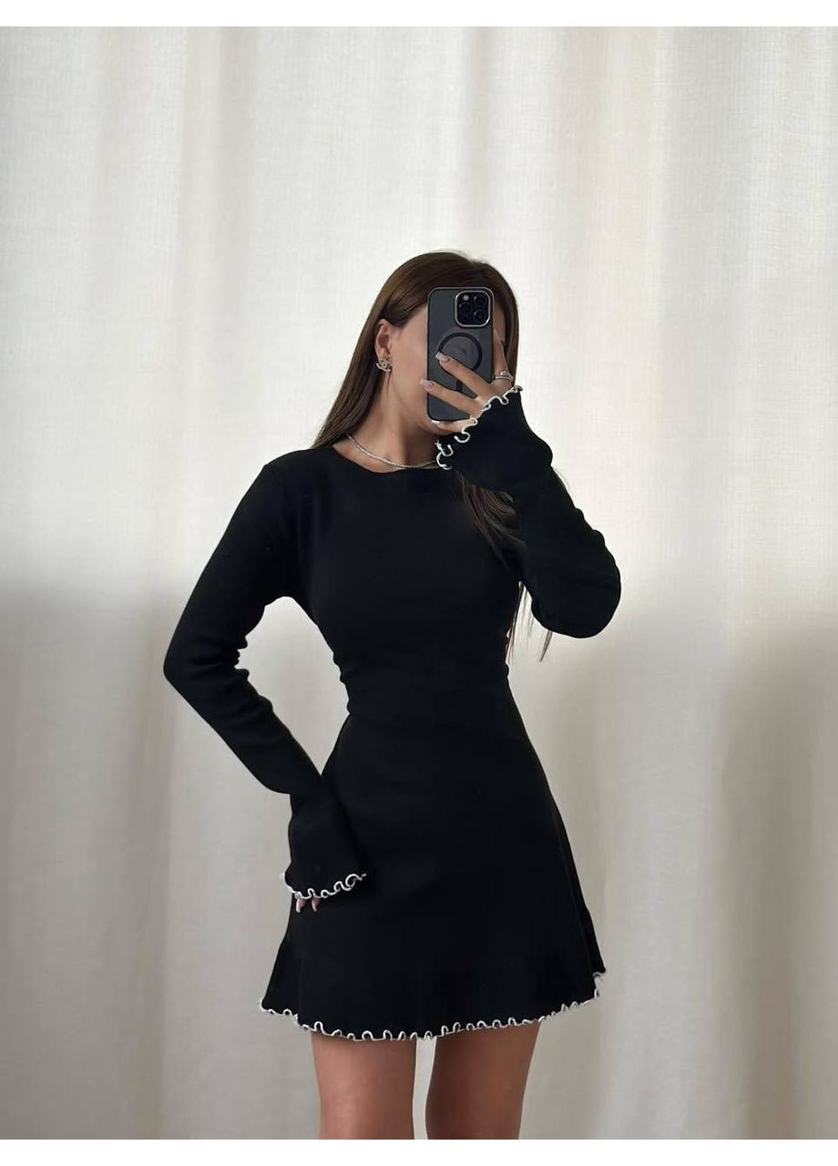 Чорна святковий тепла ангорова сукня — заміри в описі силуетна DK/DL Мода без кордонів однотонна