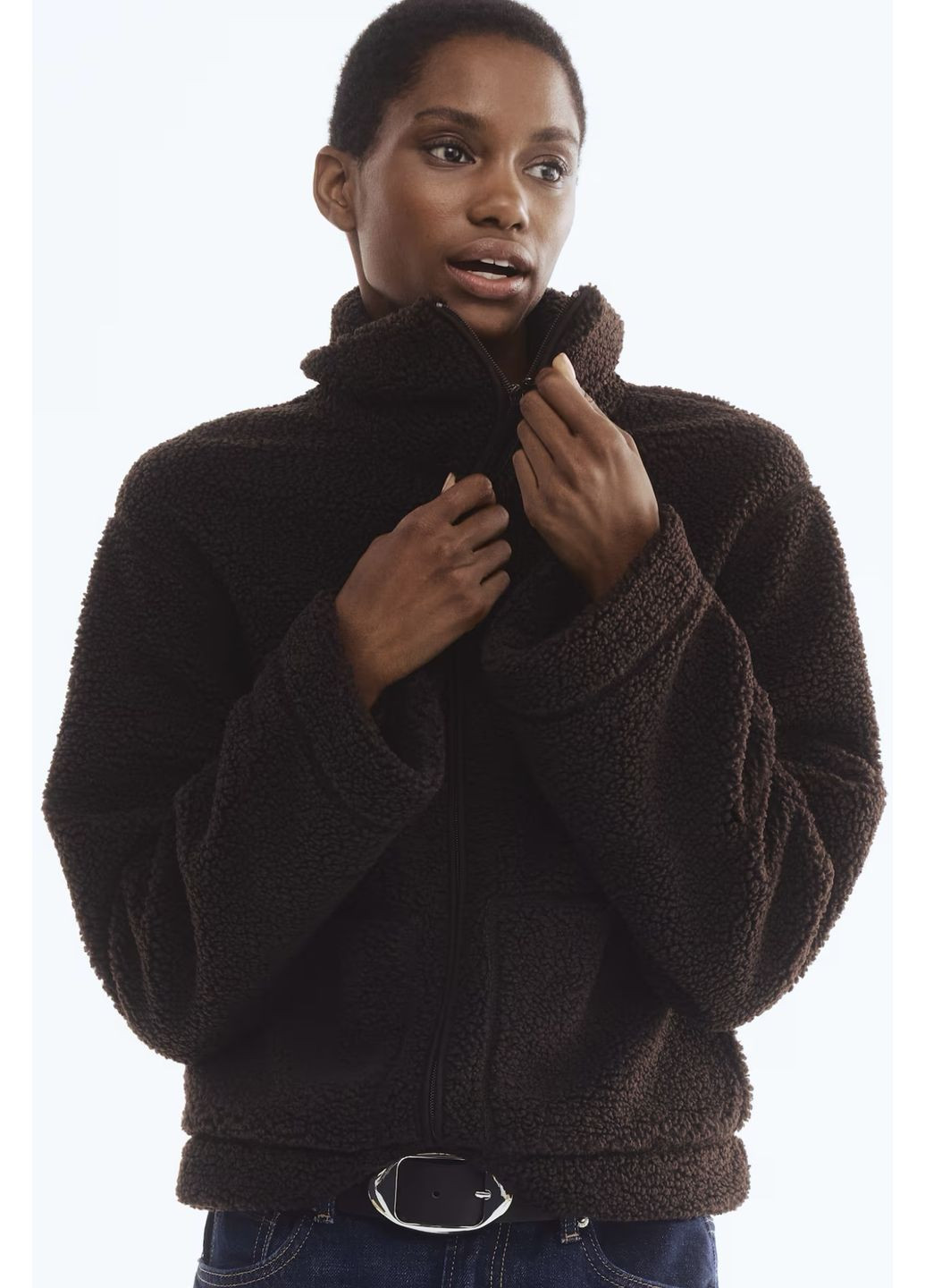 Коричнева демісезонна куртка без підкладки H&M Тедді