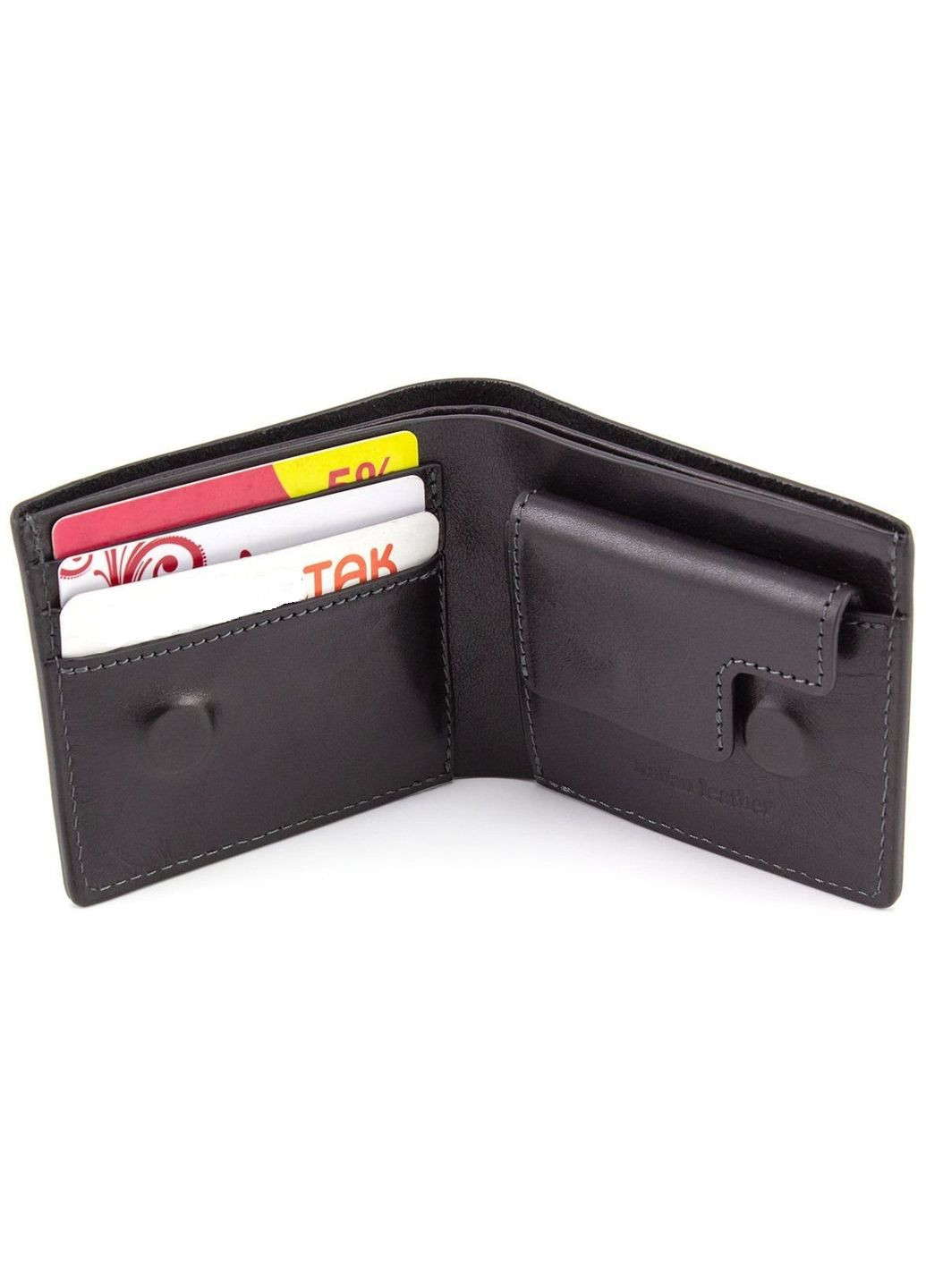 Чёрный кожаный портмоне на магните 505610 Grande Pelle (303831486)