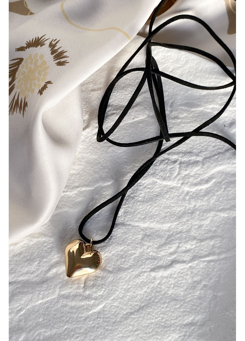 Чокер с кулоном сердце CHICLY текстиль, металл (367831325)