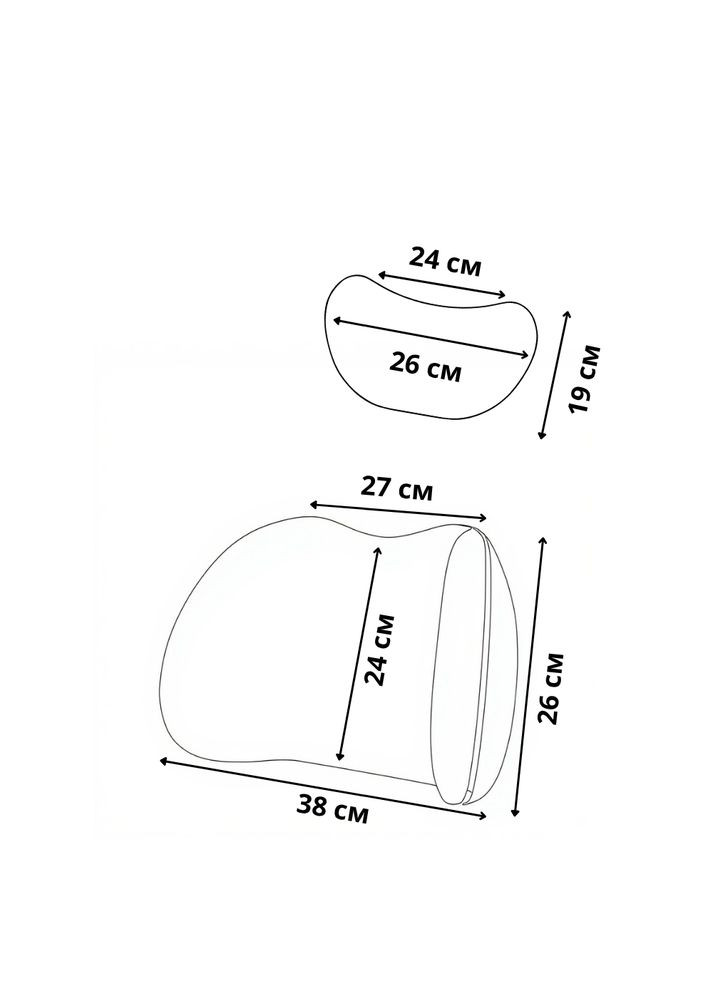 Набір подушок ортопедичних під шию і спину в машину, подушки на підголівник і спинку сидіння, коричневі No Brand (359459743)