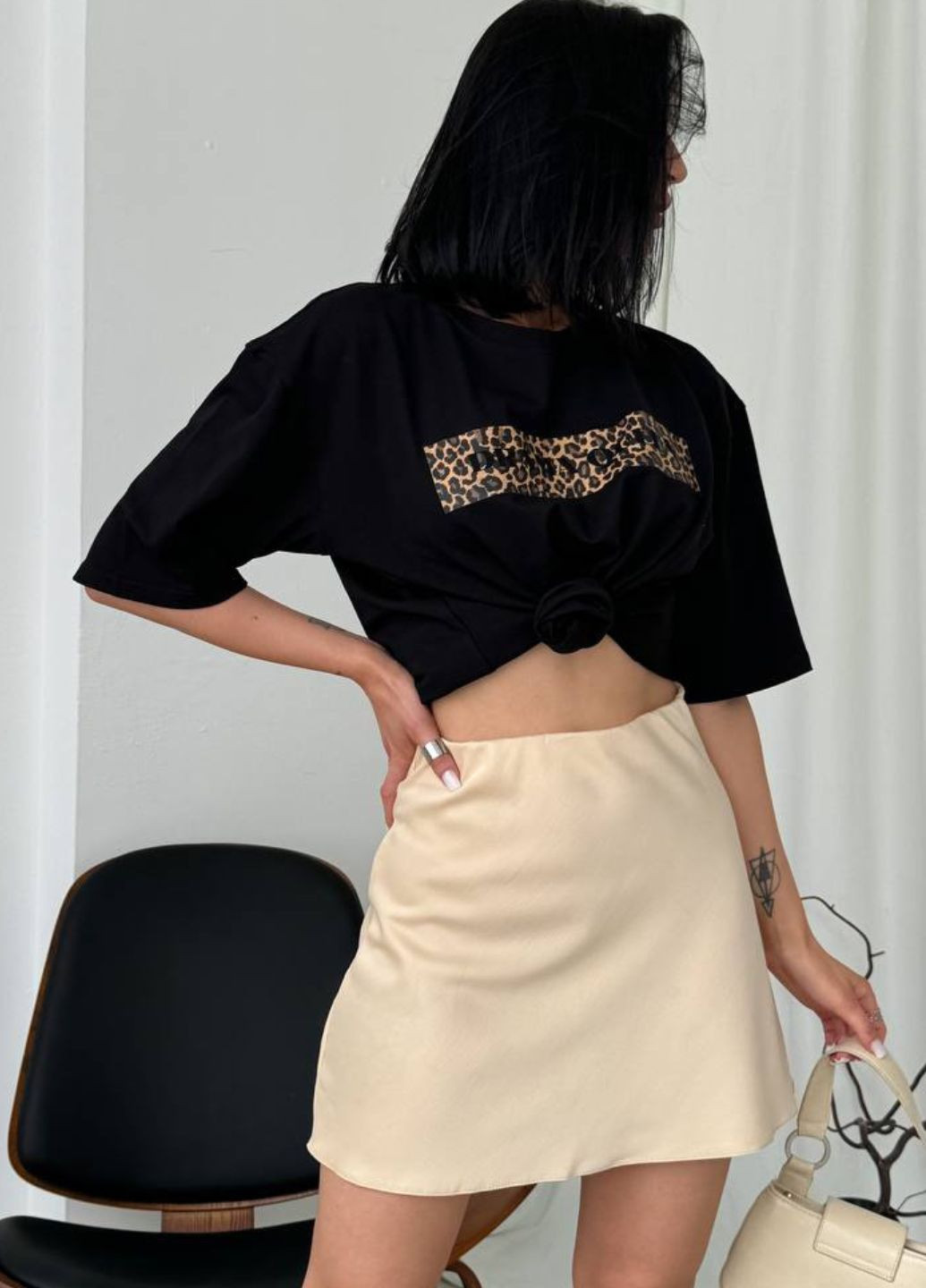 Футболка свободного кроя с надписью Tik-Tak - (331783550)