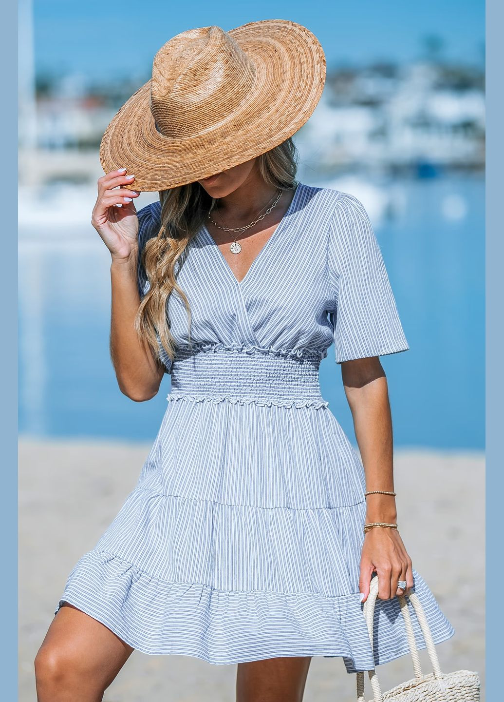Білий пляжна плаття, сукня CUPSHE в смужку