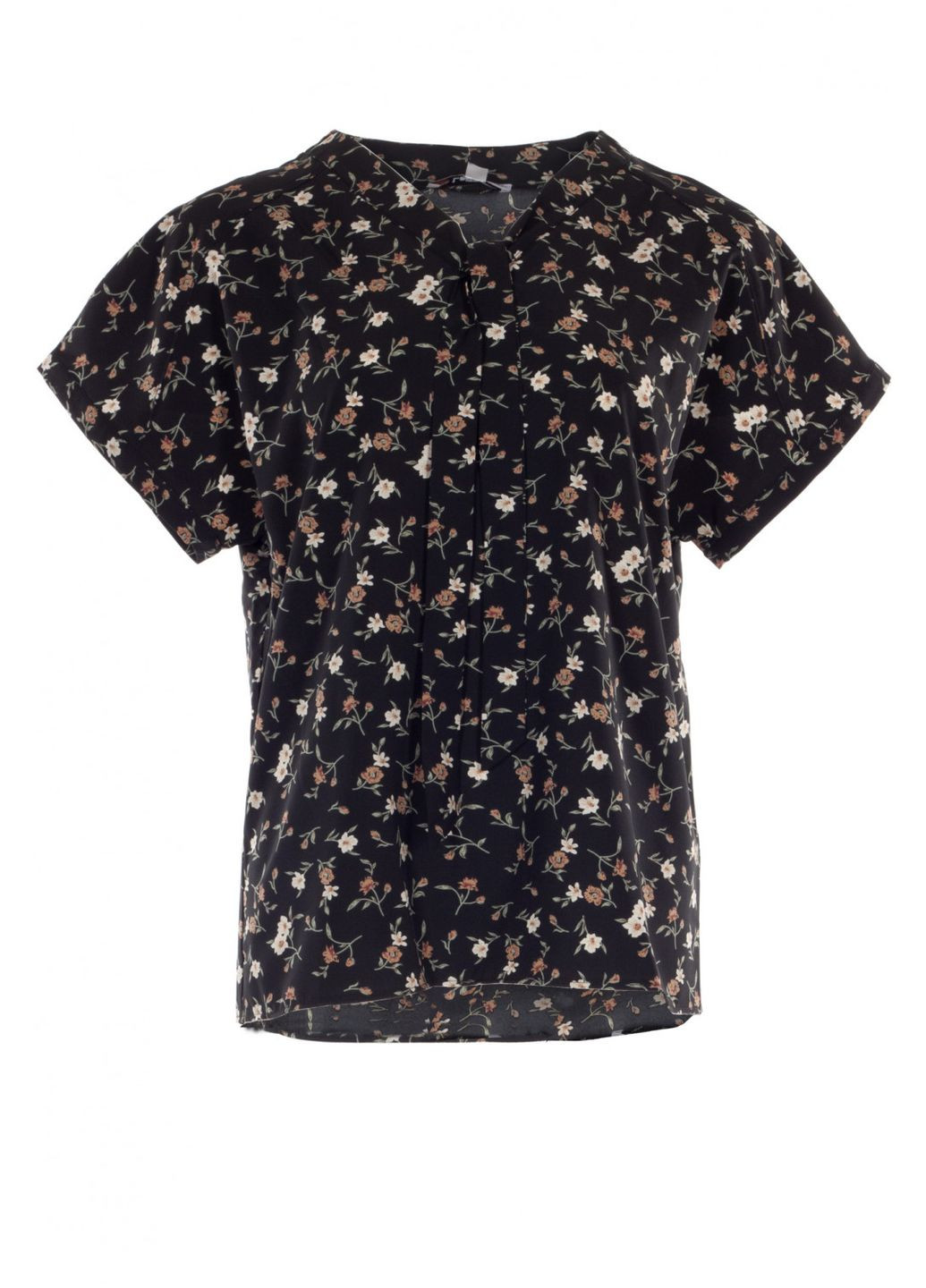 Чёрная женская блузка с цветочным принтом (ll191714691) LadyLike