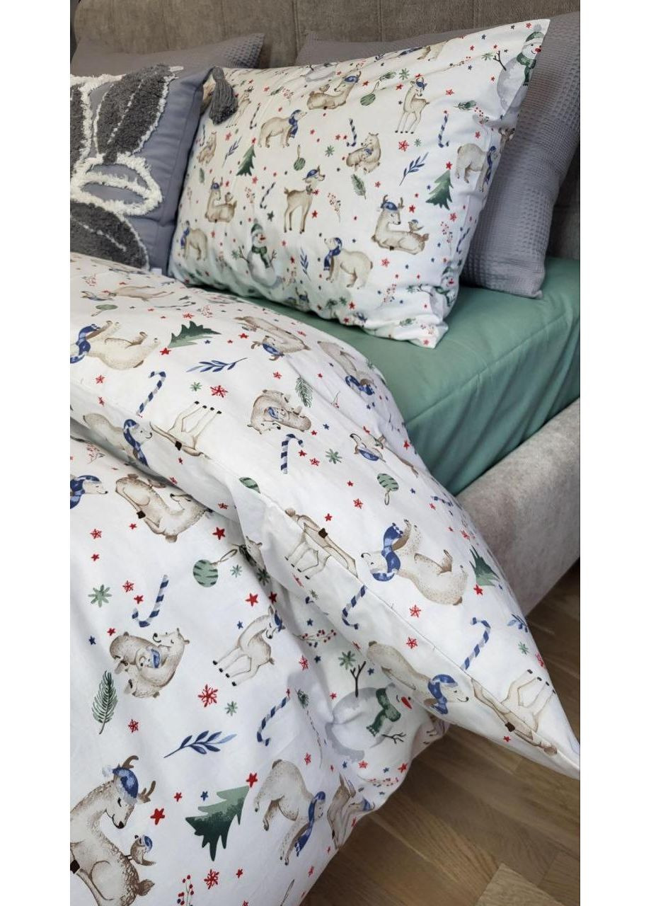 Постельное белье с резинкой Рождественское настроение, ранфорс Двуспальный размер, наволочки 70/70 No Brand (363193342)