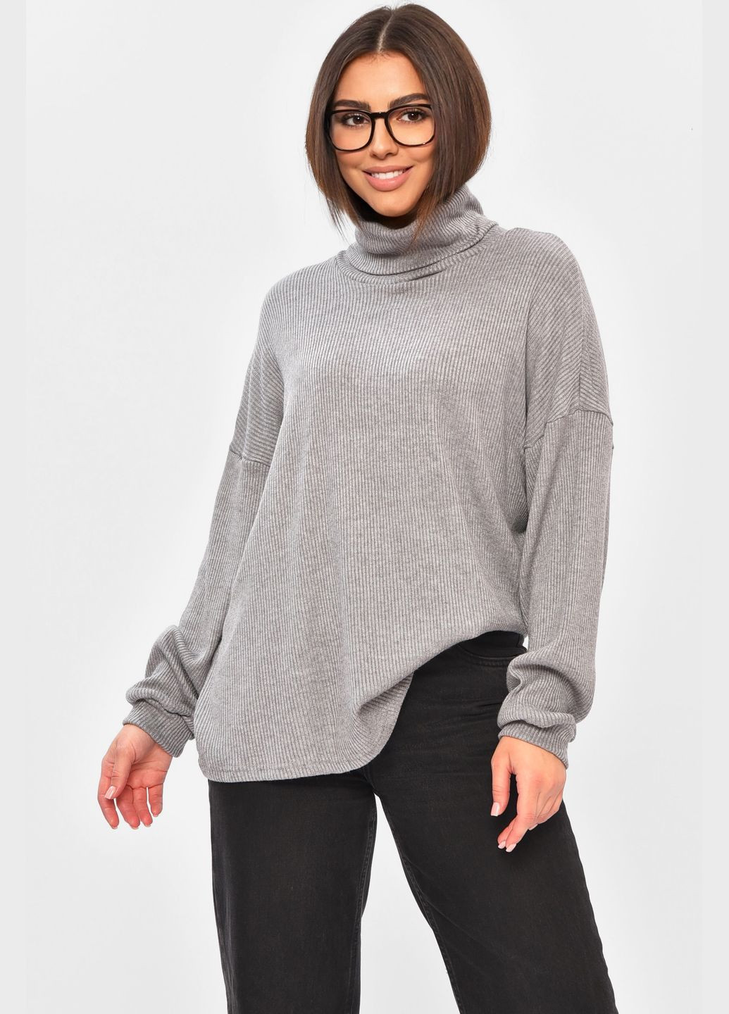 Кофта жіноча однотонна сірого кольору Let's Shop (335007424)