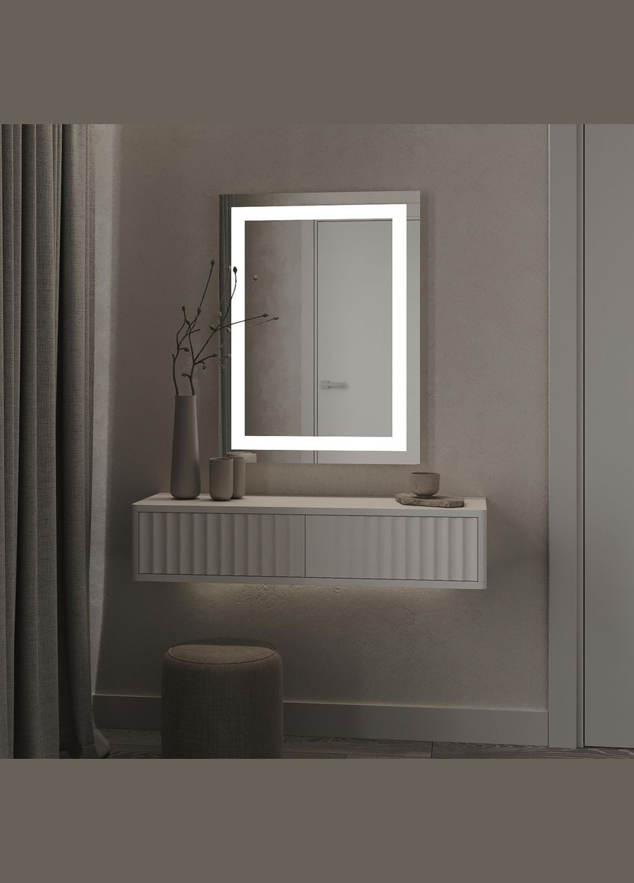 Стильне дзеркало з підсвіткою у ванну, спальню або вітальню Мілан 1500×700 MORELI (335422870)