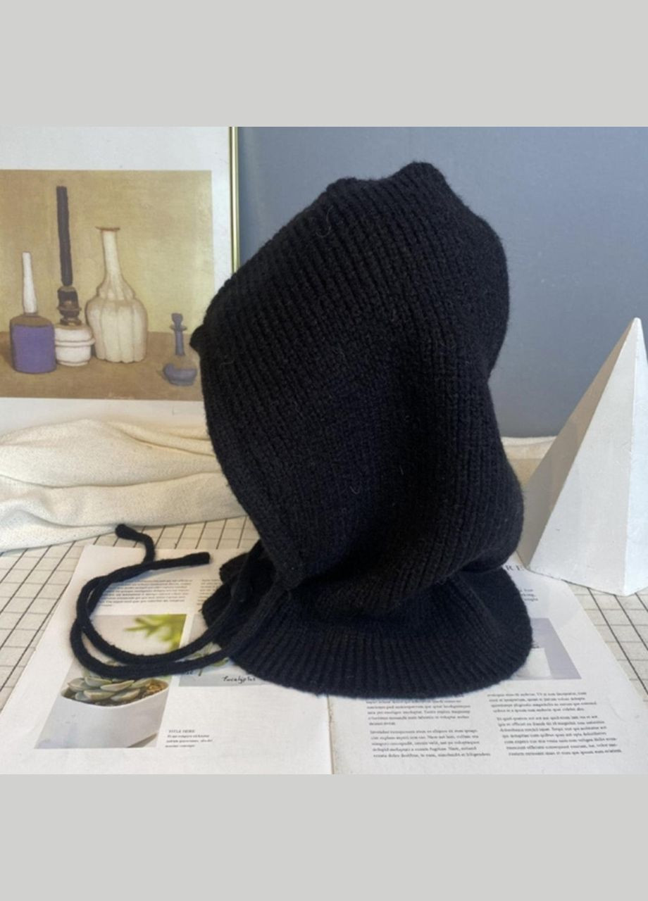 Шапка-капор в'язана One Size 55-58 Чорний (5010) No Brand (358052718)