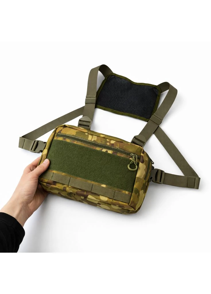 Тактична нагрудна сумка Multicam Cordura 1000D з MOLLE та патч-панеллю, 5 кишень, 30×20×8 см No Brand (401073021)