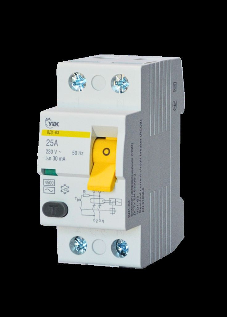 Дифференциальное реле (ПЗВ, УЗО) 2Р УEK 25А 30мА тип АС УEK ВД1-63, MDV10-2-025-030-U УЕК (336905856)