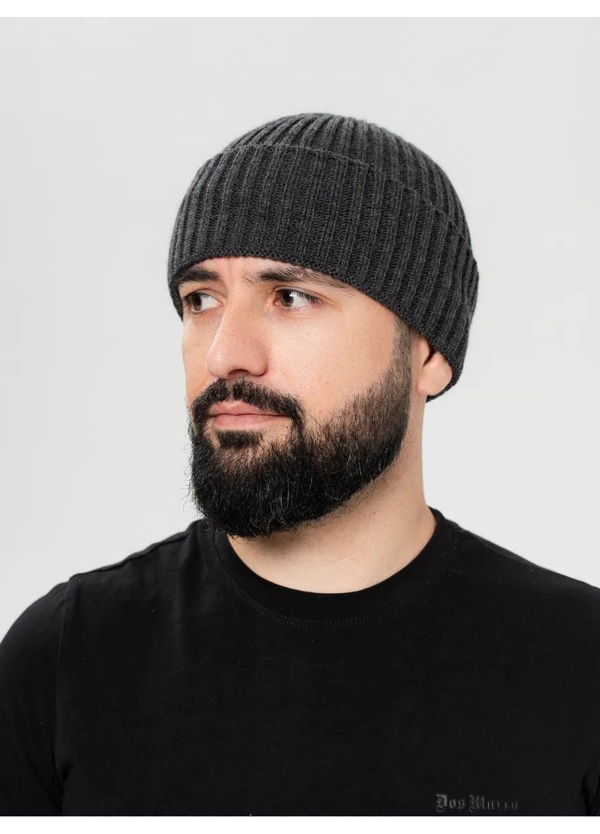 Классическая зимняя мужская шапка 1х1 No Brand Чоловіча зимова шапка (362556509)