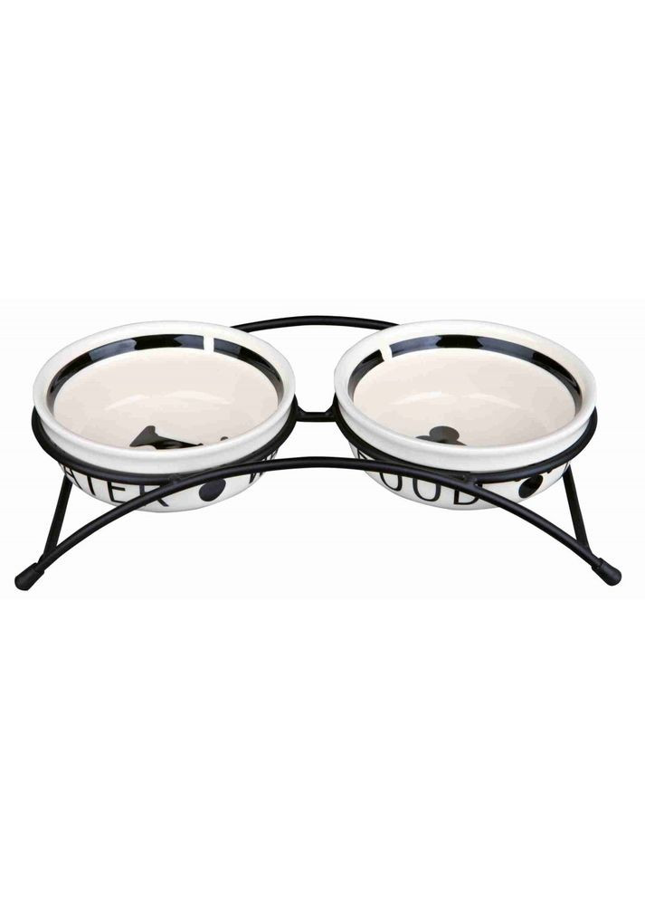 Миски для собак Eat on Feet подвійні на металевій підставці біла/чорна керамічні 2x250 мл/13 см Trixie (355256867)