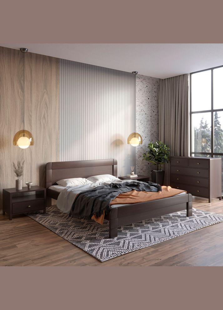 Односпальная деревянная кровать Тоскана Венге 90х200 см (MBG-3667) Mebigrand (366027627)