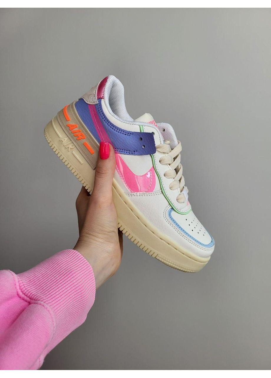 Розовые демисезонные кроссовки мужские nike air force shadow pink найк аир форс 1 премиум No Brand