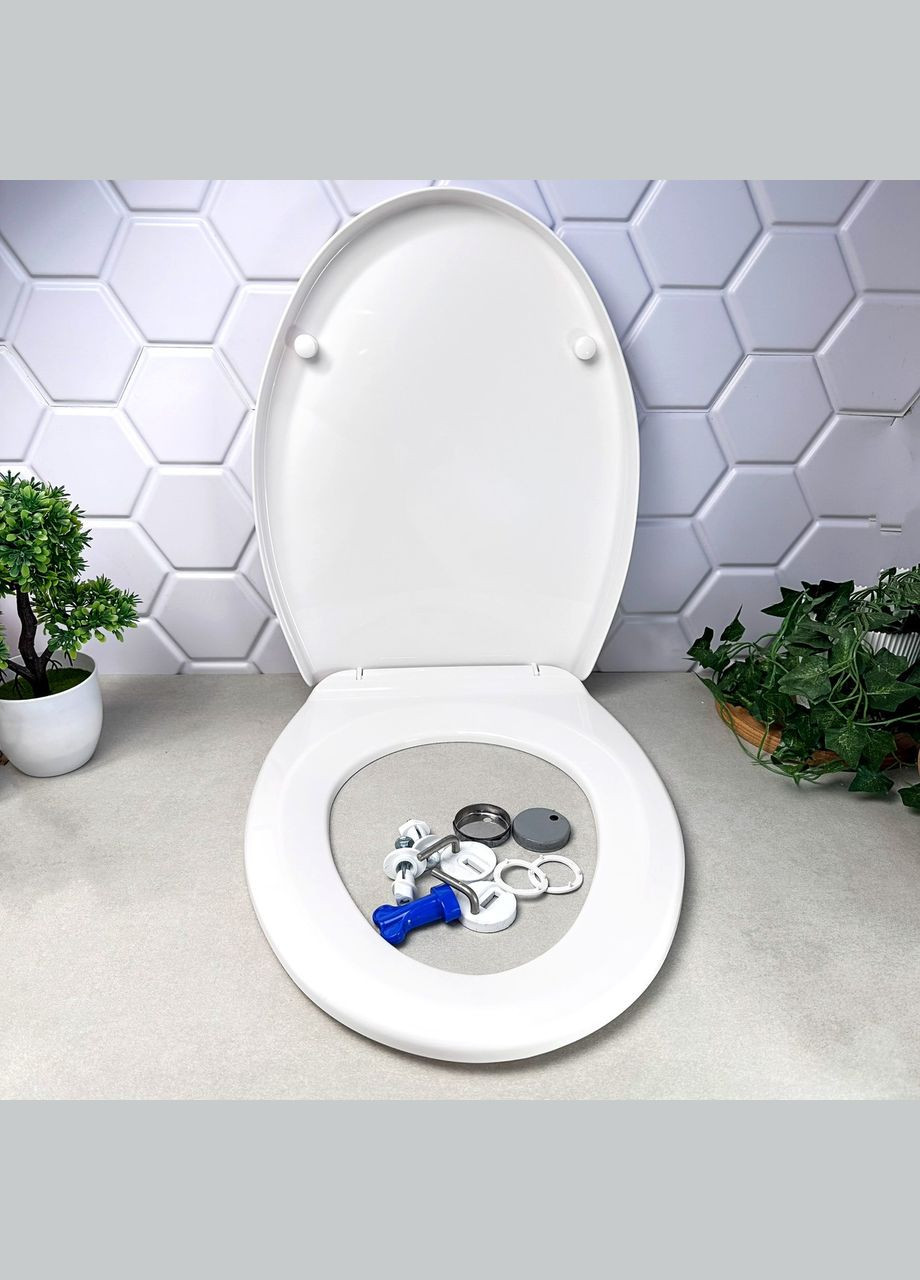 Белая твердая крышка-сиденье для унитаза с крышкой (металлические крепления) IVA/Senator СД Sydanit (317268595)