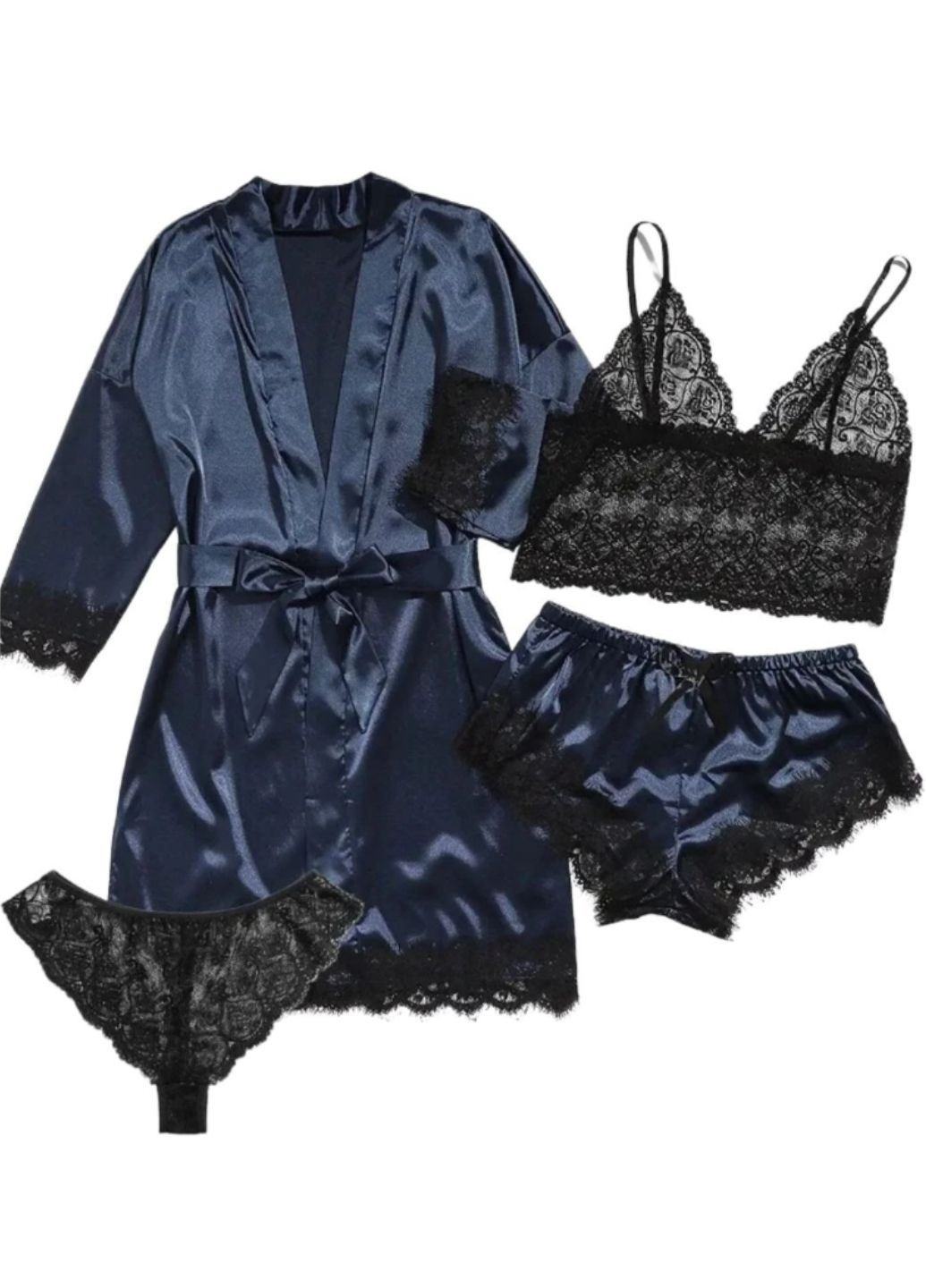 Синя всесезон жіночий піжамний комплект для дому та сну four good friends (1996-44-01) майка + шорти Macarena