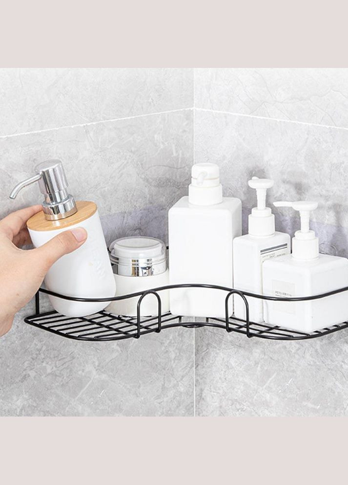 Кутова настінна поличка для ванної самоклеюча чорна (NR0147_1) No Brand (315885524)