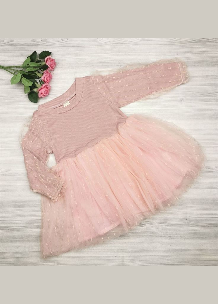 Комбінована сукня для дівчинки рожева 4735 No Brand (303612926)