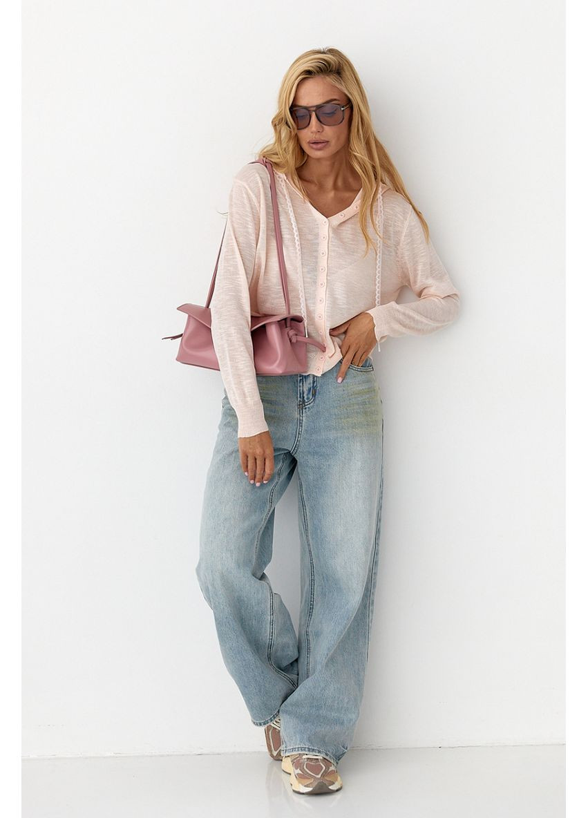 Пудровый демисезонный кардиган Lurex