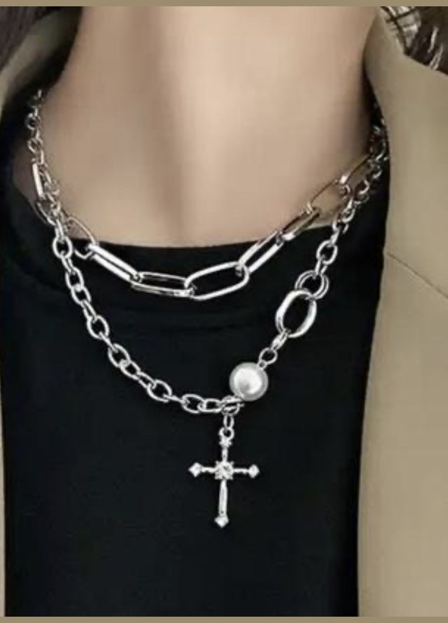 Подвійне намисто з підвіскою хрестиком No Brand (276976250)