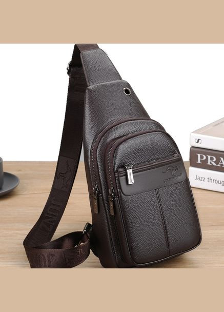 Чоловіча сумка бананка на груди крос боді барсетка коричнева Eton (322068559)