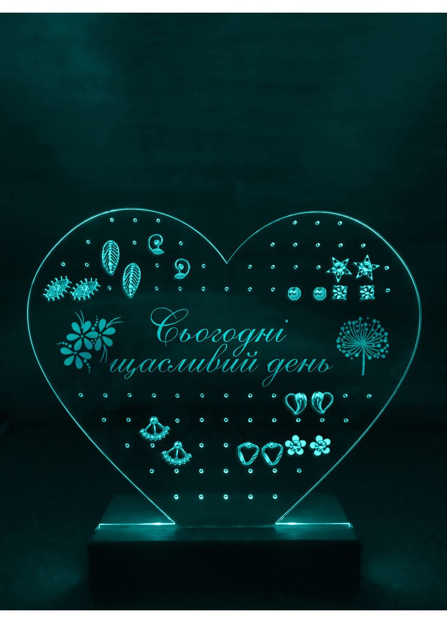 Органайзер з підсвіткою для сережок Серце (дизайн 33.2.3, чорна основа) Creative (355401638)