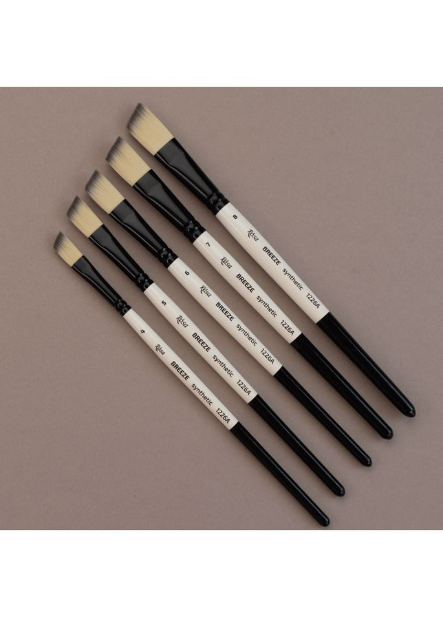 Пензель синтетика кутова BREEZE 1226А №0 коротка ручка ROSA Роса (362581048)