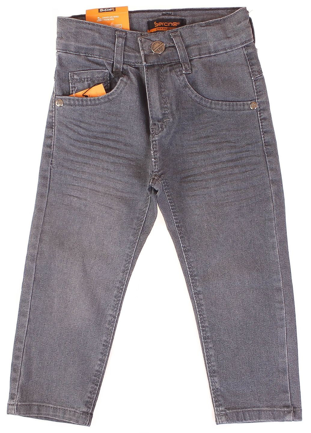 Серые демисезонные брюки джинсовые 19042 Sercino