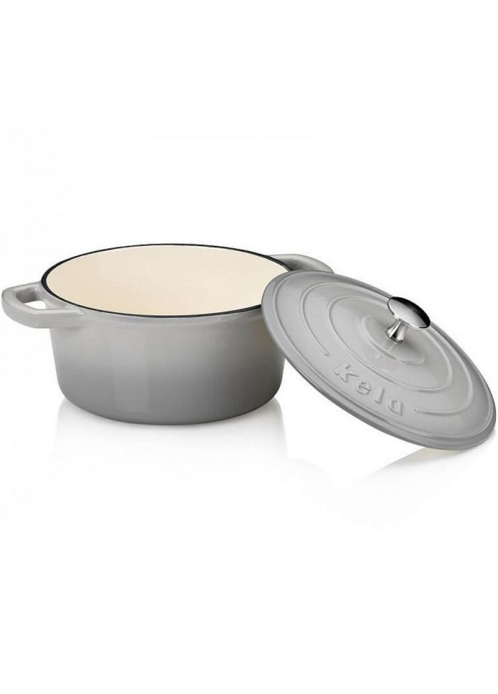 Кастрюля чугунная с крышкой Calido, 24 см, 3,8 л серая 12606 Kela (316517428)