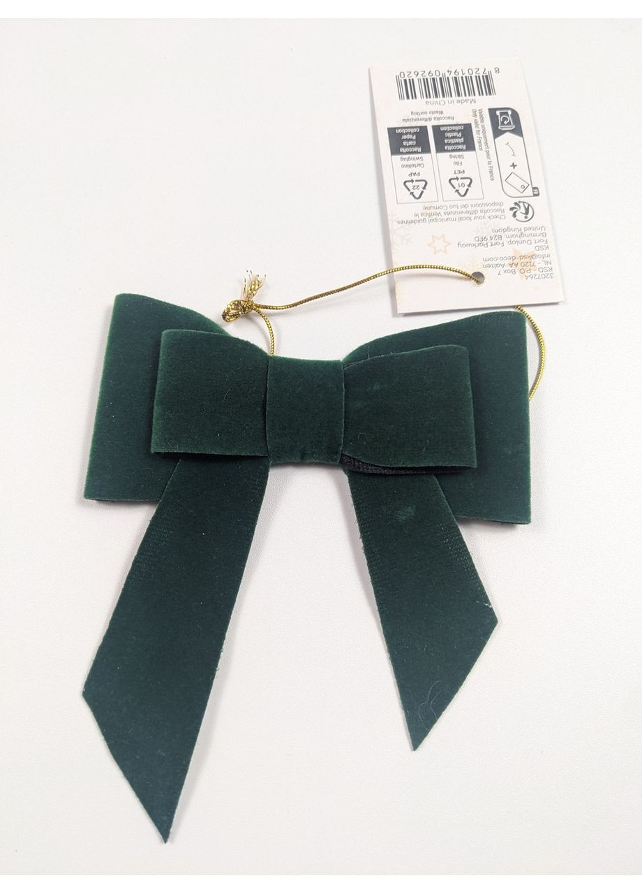 Елочная игрушка форме бантика 10см зеленая No Brand (363320172)