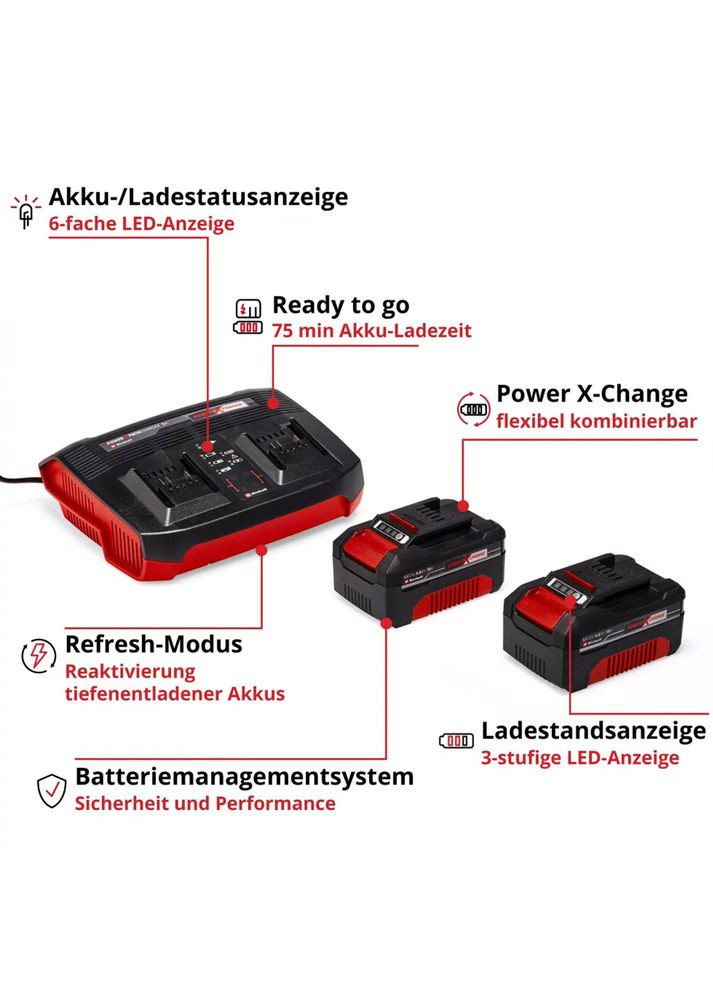 Акумулятор + зарядний пристрій Twincharger Kit PXC 18В 1 х 4Ач (4512112) Einhell (360977125)