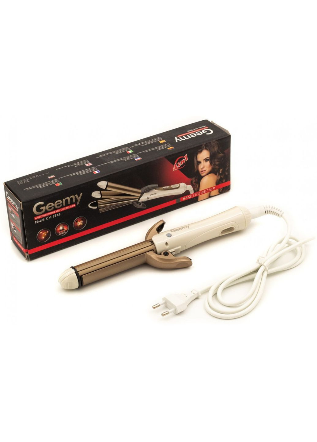 Стайлер для волос 4 в 1 Плойка, Гофре, Утюжок выпрямитель, Мини гофре GM-2962 Geemy (332665995)
