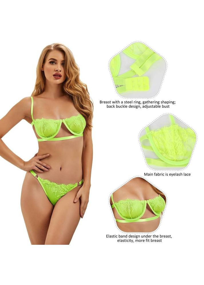 Салатовый демисезонный комплект белья с кружевом star night салатовый, м No Brand