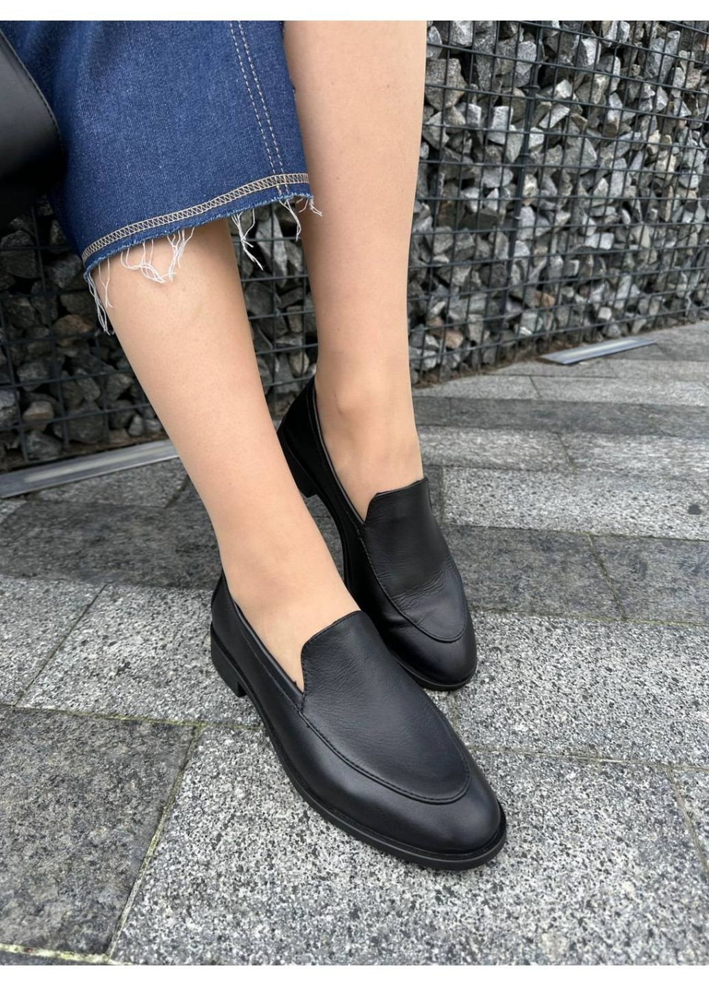 VZUTIK Жіночі шкіряні лофери (4500-1) чорний з натуральна шкіра, україна — літо (288187377)