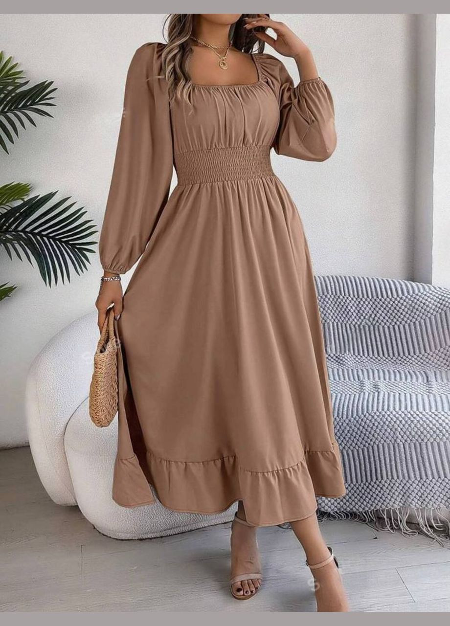 Темно-коричневое повседневный женское стильное платья а-силуэт Україна однотонное