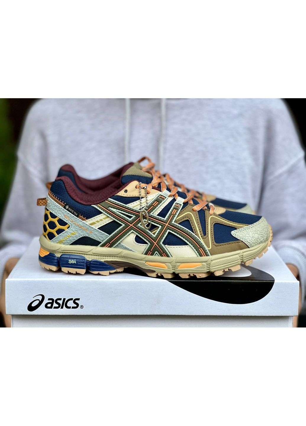Бежевые демисезонные кроссовки мужские asics gel-kahana 8 gore-tex beige orange асикс гель кахано No Brand
