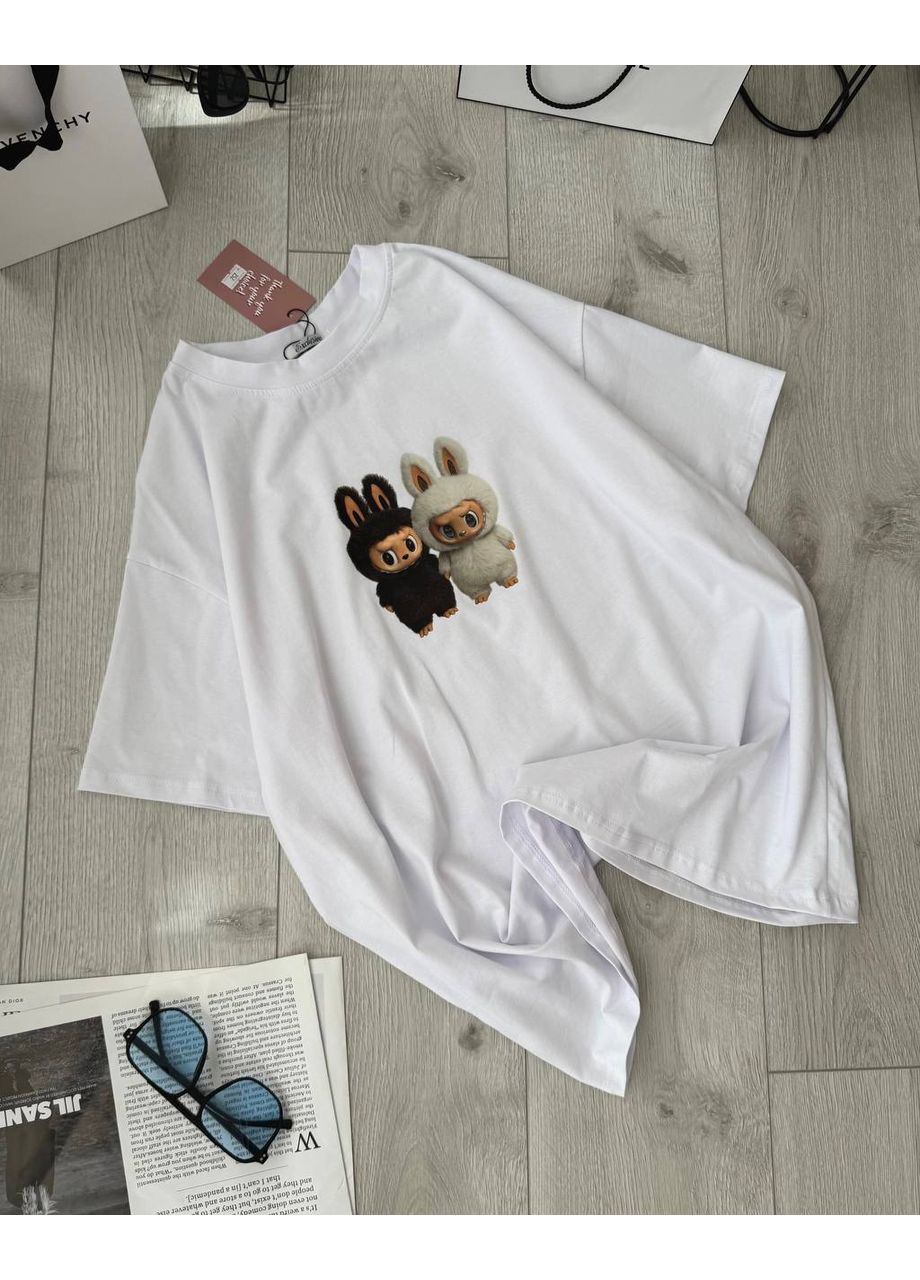 Футболка оверсайз с принтом лабубу. Україна - (351480365)