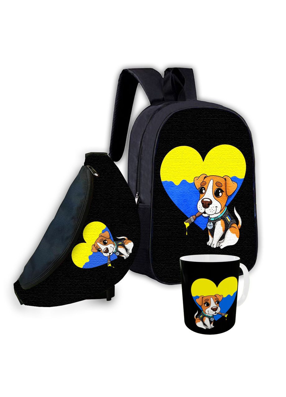 Набір дитячий Пес Патрон рюкзак 36х27см сумка-бананка, кружка з принтом для хлопчика (1804) No Brand (326416508)