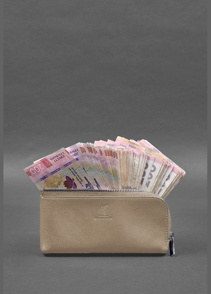 Шкіряне портмоне-купюрник на блискавці 14.0 світло-бежевий (A-028173) BlankNote (328444591)