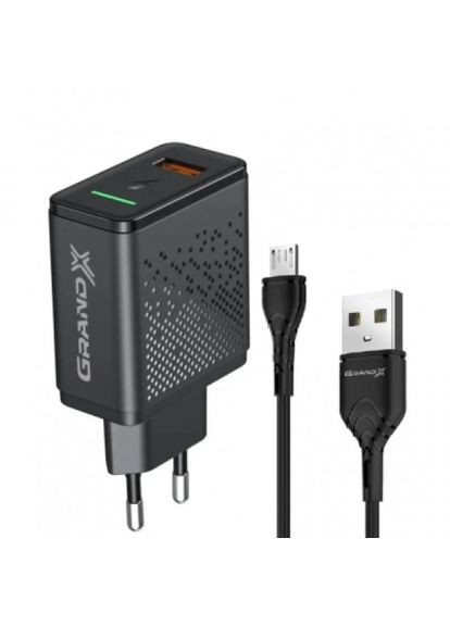 Зарядний пристрій Grand-X fast charge 3-в-1 qc3.0, fcp, afc, 18w + cable mic (268141249)