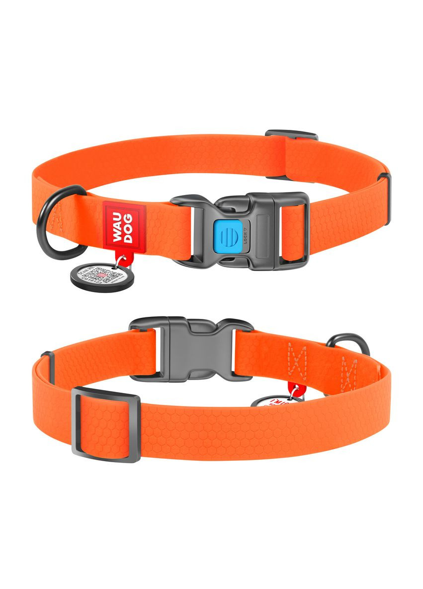 Нашийник для собак водостійкий Waterproof пластикова пряжка-фастекс Ш 20 мм Д 24-40 см Жовтогарячий WAUDOG (332879793)