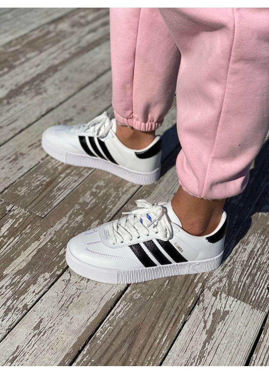 Чорні Осінні кросівки чоловічі adidas samba white black адідас самба No Brand