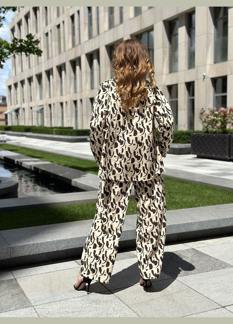 Женский костюм софт рубашка и штаны Капучино с шоколадным принтом Maybel (337702504)