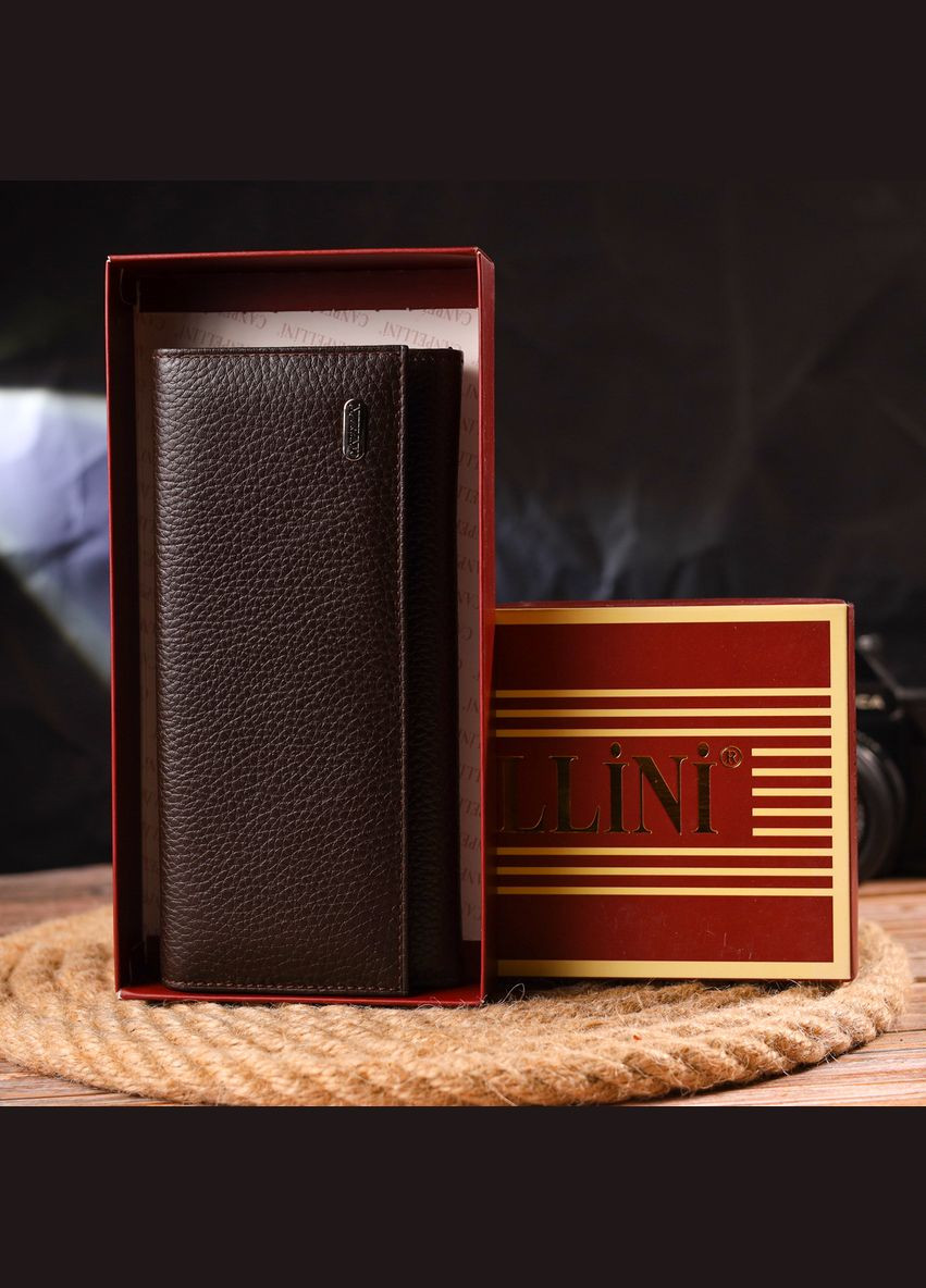 Женский стильный кошелек из натуральной зернистой кожи 21629 Коричневый Canpellini (331911086)