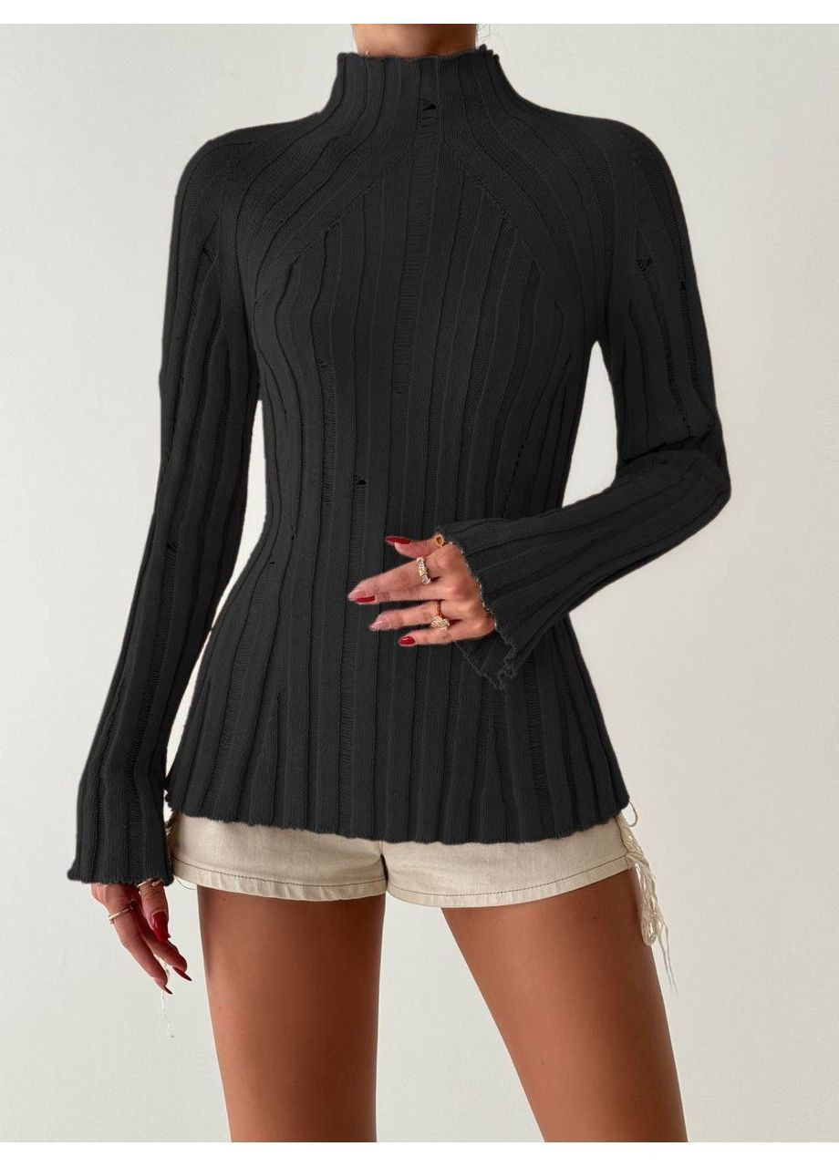 Чорний демісезонний светр жіночий оверсайз пуловер Style Point