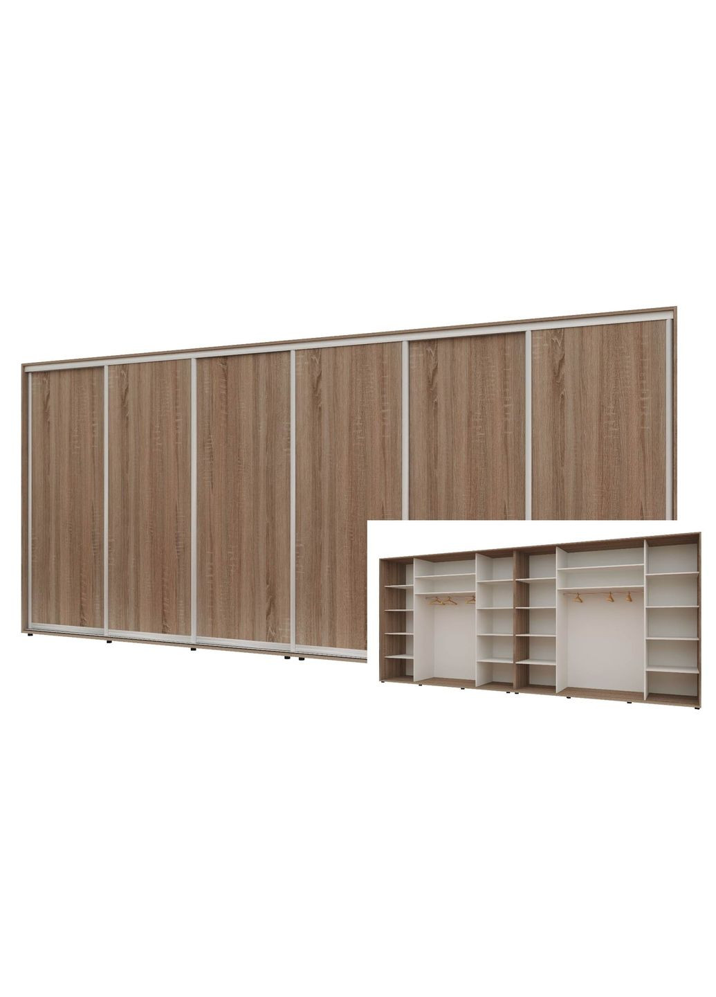 Шафа-купе шестидверна 460*60*220 см Трюфель 6 дверей ДСП Максі Комфорт Меблі (360476597)