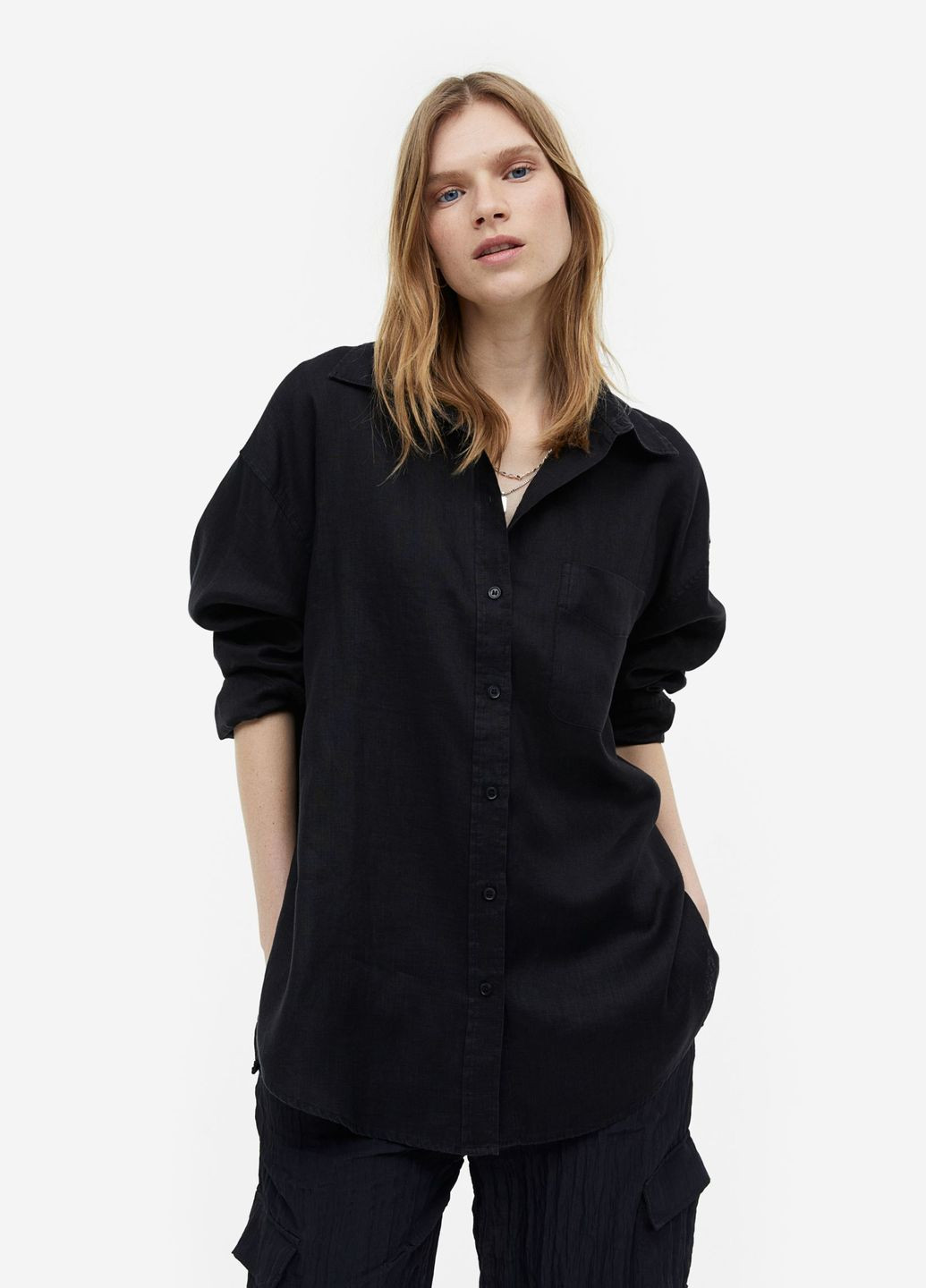 Черная повседневный рубашка однотонная H&M
